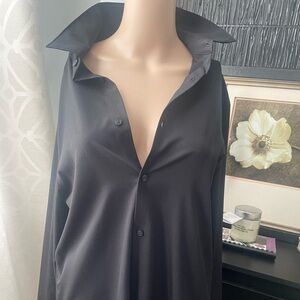 Elegant Black Button-Down Shirt size medium